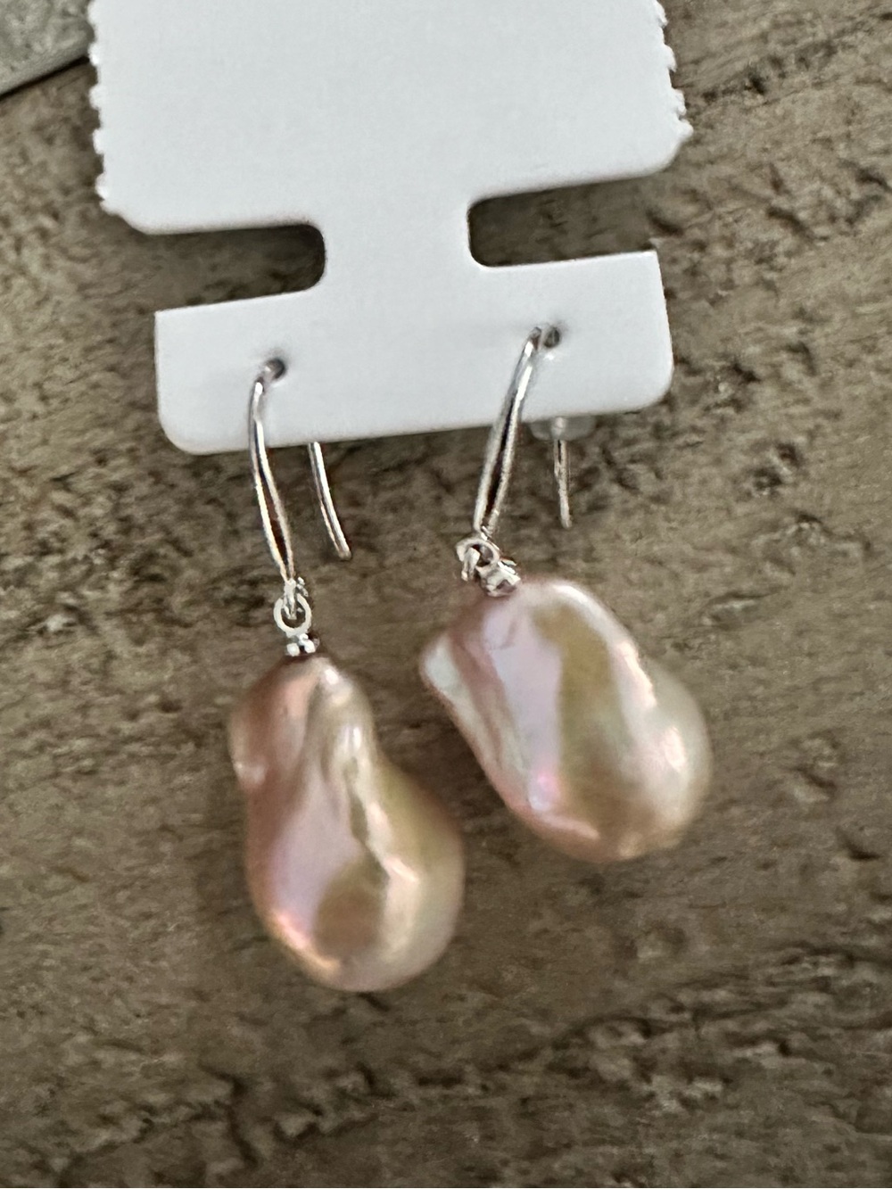 Genuine Freshwater Baroque Pearl Drop Earrings - Pink Pearl Dangles